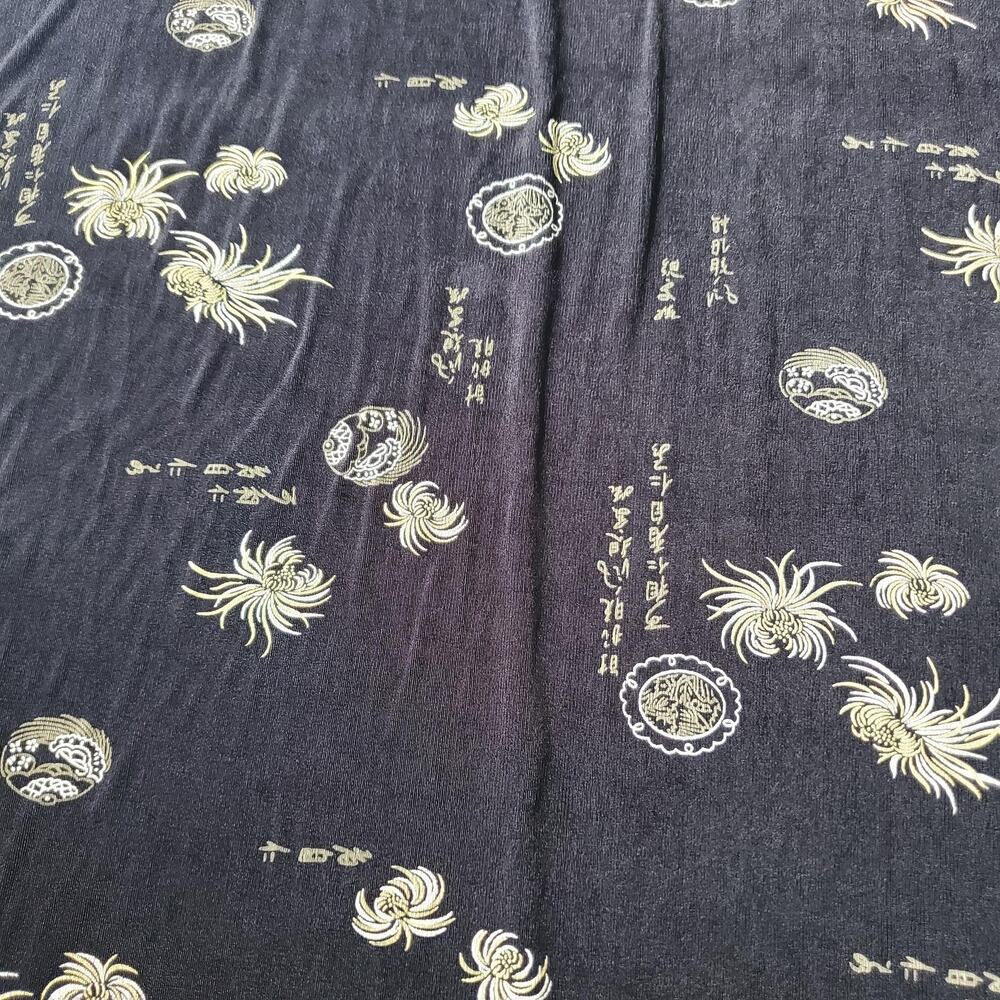 90s Asian y2k Skirt Womens Medium Black Floral A-Line Long Stretch Boho Jersey - Picture 4 of 9